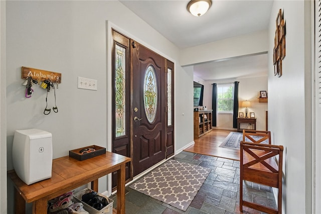 240 Patton Dr, Moon/Crescent Twp, PA 15108 - foyer entrance featuring stone tile flooring and baseboards
