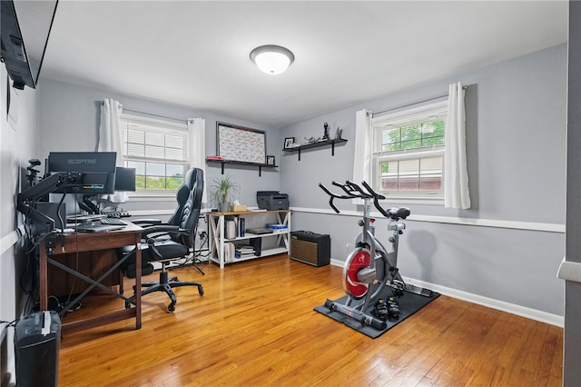 240 Patton Dr, Moon/Crescent Twp, PA 15108 - office area featuring healthy amount of natural light, wood finished floors, and baseboards