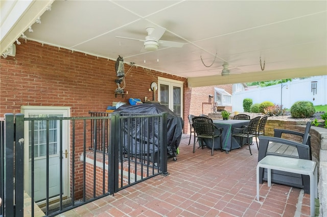 240 Patton Dr, Moon/Crescent Twp, PA 15108 - view of patio / terrace with outdoor dining area and ceiling fan