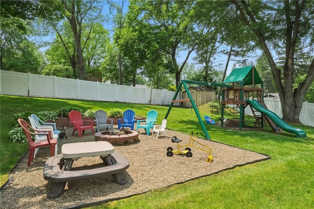 240 Patton Dr, Moon/Crescent Twp, PA 15108 - view of play area with a fire pit