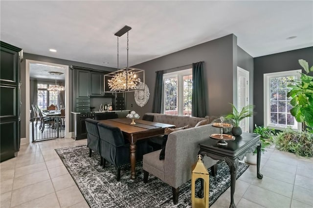 623 Oswego Dr, Adams Twp, PA 15044 - dining area with a chandelier and light tile patterned floors