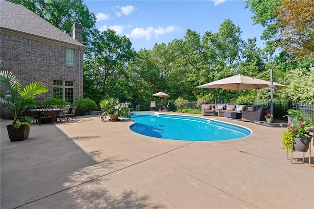 623 Oswego Dr, Adams Twp, PA 15044 - view of swimming pool with outdoor lounge area, a patio area, and view of wooded area