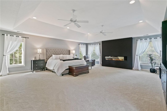 623 Oswego Dr, Adams Twp, PA 15044 - bedroom featuring a tray ceiling, carpet flooring, recessed lighting, and baseboards