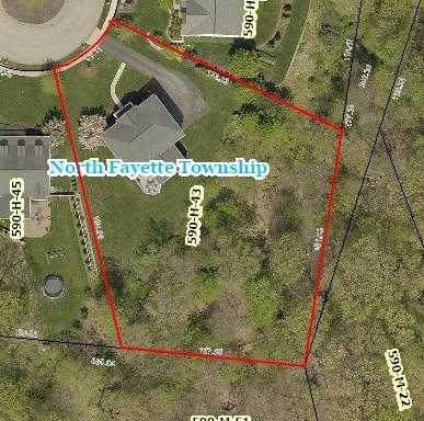 232 Crosswinds Ct, North Fayette, PA 15108 - aerial view of property's location with property parcel outlined