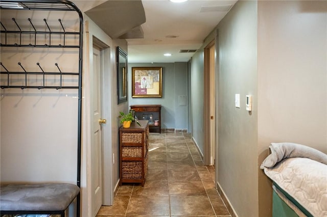 710 Beaver St, Leetsdale, PA 15056 - hall featuring baseboards, tile patterned flooring, and recessed lighting