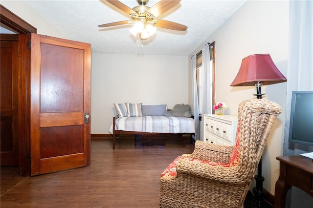 710 Beaver St, Leetsdale, PA 15056 - bedroom featuring dark wood-type flooring, ceiling fan, and baseboards