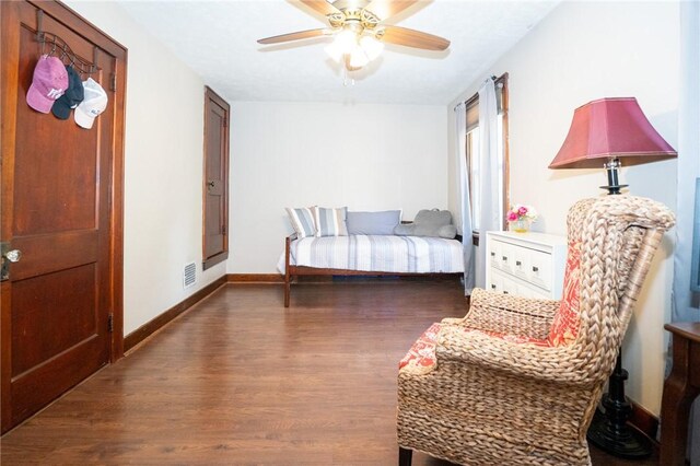 710 Beaver St, Leetsdale, PA 15056 - bedroom with wood finished floors, baseboards, and ceiling fan