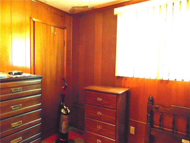 822 Fayette City Rd, Washington Twp, PA 15438 - bedroom featuring multiple windows and wood walls