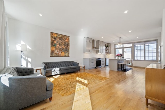 626 Suismon St, East Allegheny, PA 15212 - living room with light wood-type flooring and recessed lighting