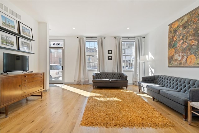 626 Suismon St, East Allegheny, PA 15212 - living area featuring light wood-type flooring and recessed lighting