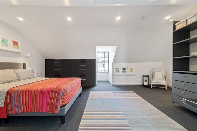 626 Suismon St, East Allegheny, PA 15212 - bedroom with dark carpet, lofted ceiling, and recessed lighting