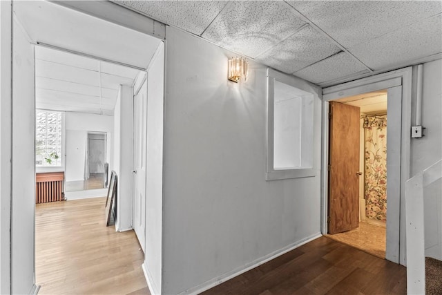 222 Marshall Ave, Observatory Hill, PA 15214 - hall with wood finished floors, a drop ceiling, and baseboards