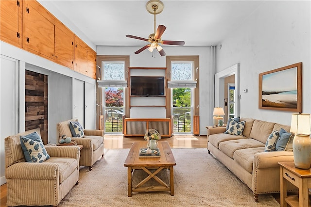 222 Marshall Ave, Observatory Hill, PA 15214 - living room featuring ceiling fan and light wood-style flooring