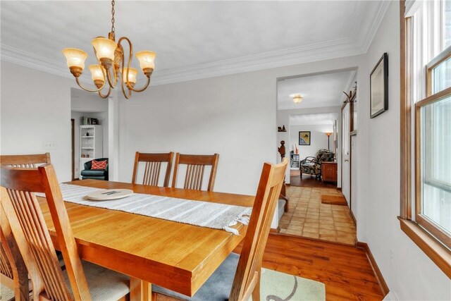 106 Shawnee Dr, Center Twp But, PA 16001 - dining room featuring a chandelier, crown molding, and wood finished floors
