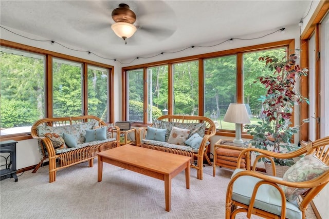 106 Shawnee Dr, Center Twp But, PA 16001 - sunroom / solarium with a wood stove