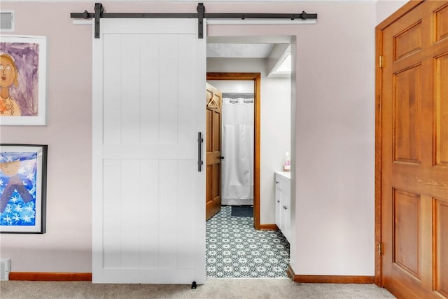 106 Shawnee Dr, Center Twp But, PA 16001 - hall featuring a barn door and baseboards