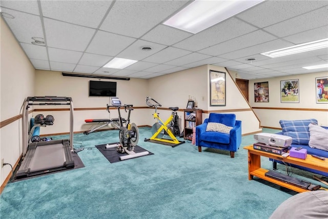 106 Shawnee Dr, Center Twp But, PA 16001 - workout room with carpet and a paneled ceiling