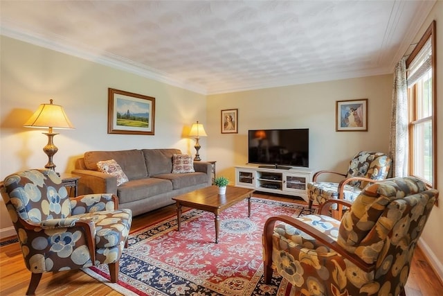 106 Shawnee Dr, Center Twp, PA 16001 - living room featuring wood finished floors and crown molding