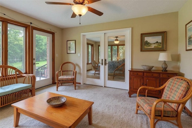 106 Shawnee Dr, Center Twp, PA 16001 - sitting room with light colored carpet, ceiling fan, and plenty of natural light