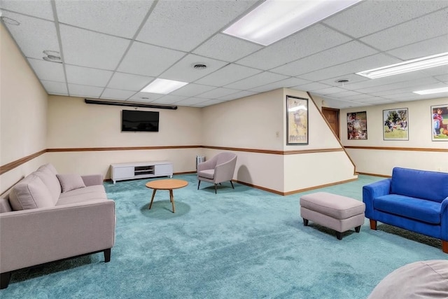 106 Shawnee Dr, Center Twp, PA 16001 - carpeted living room with a paneled ceiling