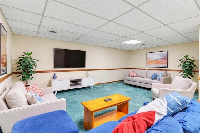 106 Shawnee Dr, Center Twp, PA 16001 - carpeted living room featuring a drop ceiling