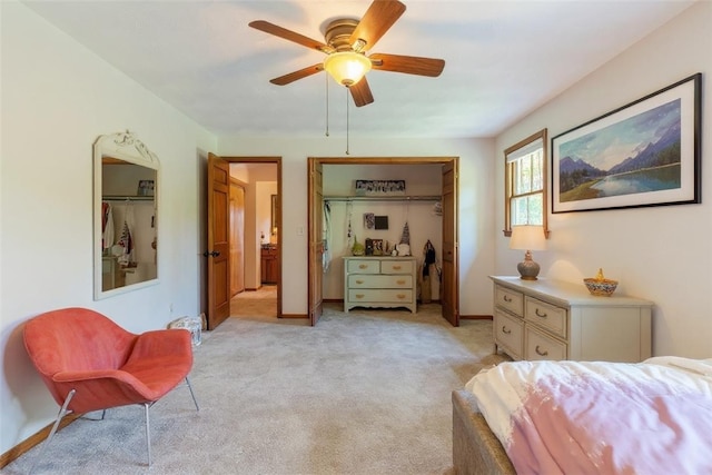 106 Shawnee Dr, Center Twp, PA 16001 - bedroom featuring light carpet, a closet, and ceiling fan