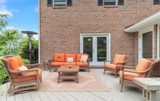 106 Shawnee Dr, Center Twp, PA 16001 - wooden terrace featuring french doors and outdoor lounge area