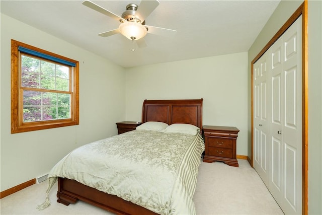215 Warren Rd, Marshall, PA 15086 - bedroom with a closet, light colored carpet, baseboards, and ceiling fan