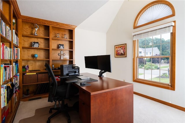 215 Warren Rd, Marshall, PA 15086 - office area with light carpet, baseboards, and lofted ceiling