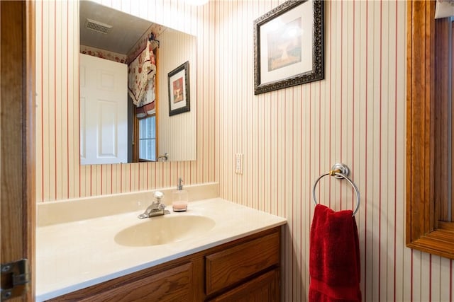 215 Warren Rd, Marshall, PA 15086 - bathroom featuring wallpapered walls and vanity