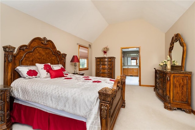 215 Warren Rd, Marshall, PA 15086 - carpeted bedroom featuring lofted ceiling, ensuite bathroom, and baseboards
