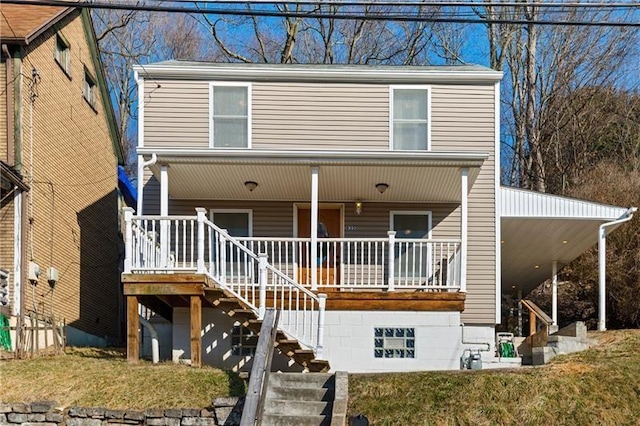 635 Valley St, Oakmont, PA 15139 - view of front facade with a porch and stairway