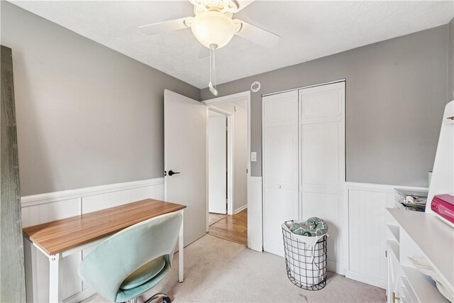 102 Castle Hill Rd, Monroeville, PA 15146 - office space with wainscoting, light colored carpet, and a ceiling fan