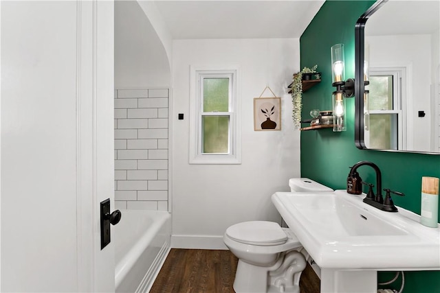 4649 Rolling Hills Rd, Whitehall, PA 15236 - bathroom featuring wood finished floors, toilet, a sink, and baseboards