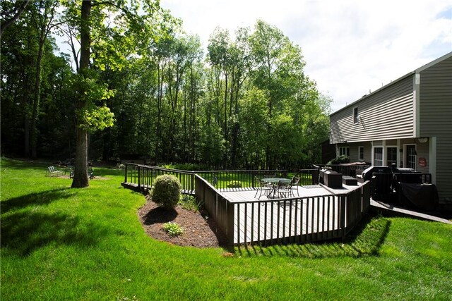 407 Highland Ct, Marshall, PA 15090 - view of green lawn with a wooden deck