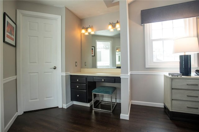 407 Highland Ct, Marshall, PA 15090 - bathroom with wood finished floors, vanity, and baseboards