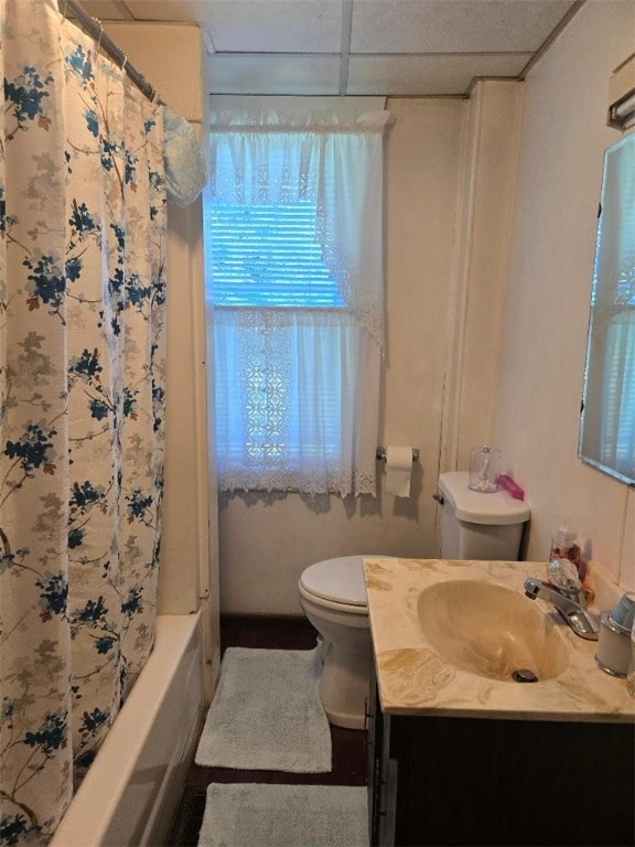 114 Dry Knob Rd, Georges Twp, PA 15478 - bathroom featuring toilet, vanity, and shower / bath combo with shower curtain