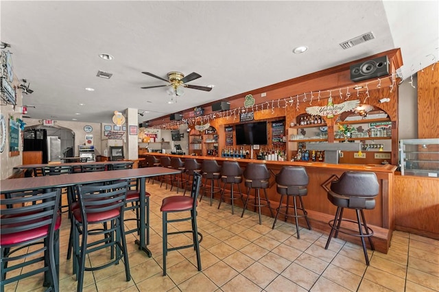 2512 E Carson St, South Side, PA 15203 - community bar area featuring a ceiling fan, tile patterned flooring, and recessed lighting