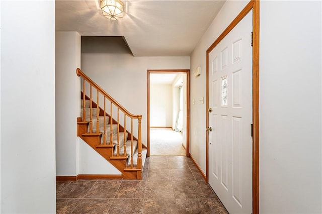 28 Saddlebrook Dr, Hempfield Twp Wml, PA 15601 - entryway with baseboards and stairway