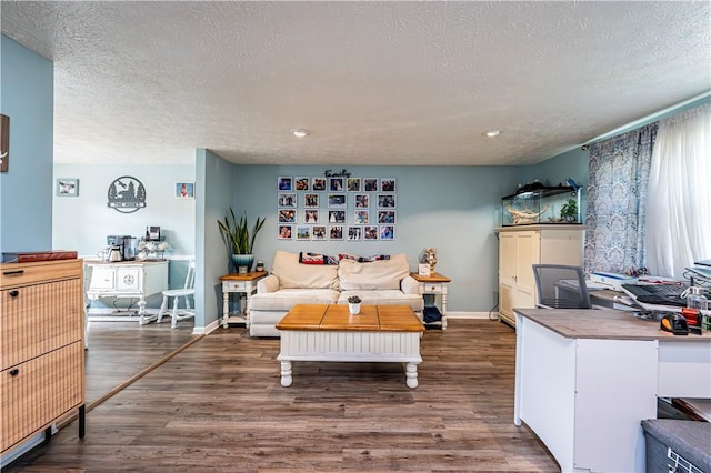 1941 Ivanhoe Dr, North Huntingdon, PA 15642 - living room with a textured ceiling, wood finished floors, baseboards, and recessed lighting