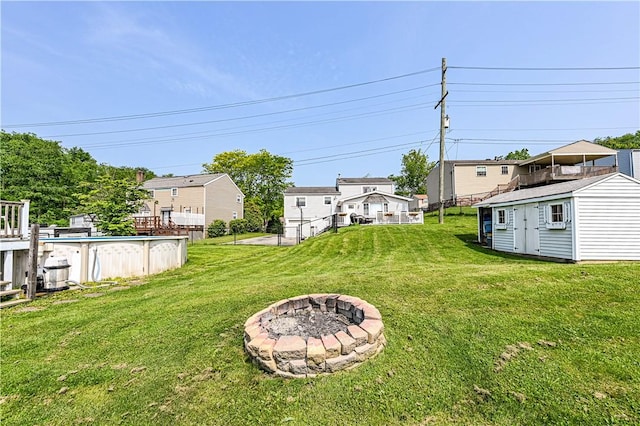 1941 Ivanhoe Dr, North Huntingdon, PA 15642 - view of green lawn featuring a fire pit, an outdoor pool, and a residential view