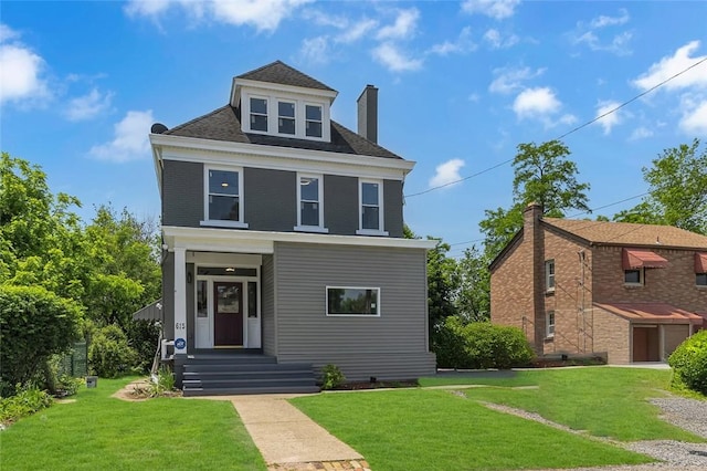 615 Cliff Ave, Bellevue, PA 15202 - view of front of home featuring a front lawn and a chimney