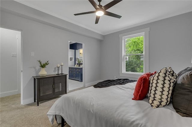 615 Cliff Ave, Bellevue, PA 15202 - bedroom featuring crown molding, light colored carpet, and ceiling fan