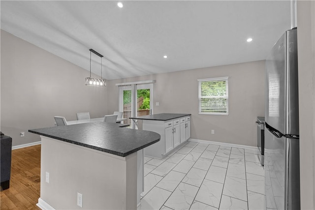 509 Cresthaven Dr, Plum Boro, PA 15239 - kitchen with appliances with stainless steel finishes, dark countertops, white cabinetry, recessed lighting, and baseboards