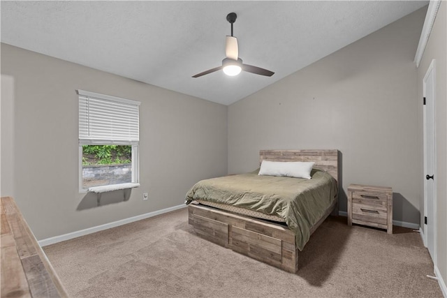 509 Cresthaven Dr, Plum Boro, PA 15239 - bedroom featuring vaulted ceiling, baseboards, carpet, and a ceiling fan