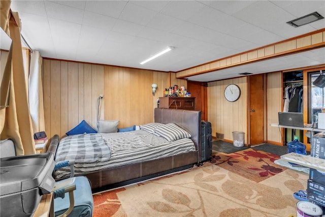 439 Ford St, West Mifflin, PA 15122 - bedroom featuring carpet floors and wood walls
