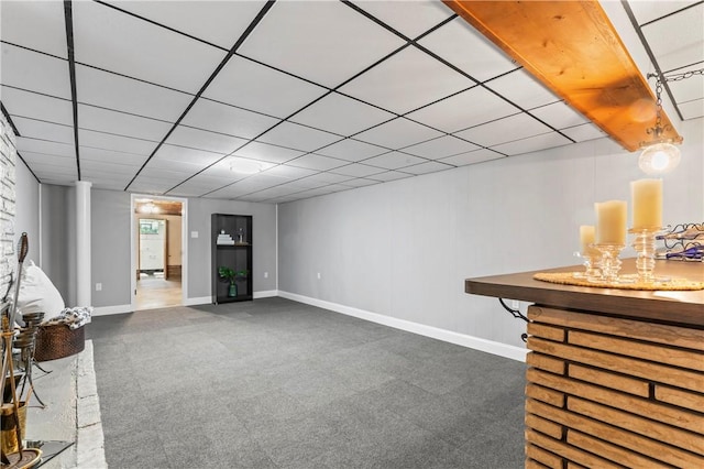 1033 Colvin Dr, Brighton Twp, PA 15009 - living area with carpet floors, baseboards, and a drop ceiling