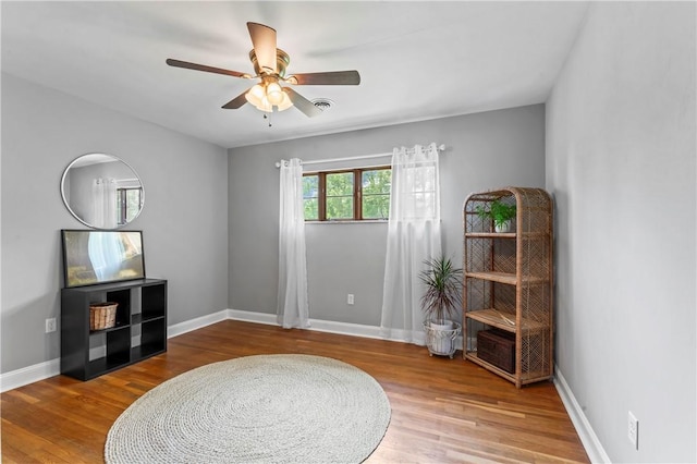 1033 Colvin Dr, Brighton Twp, PA 15009 - sitting room with wood finished floors, a ceiling fan, and baseboards