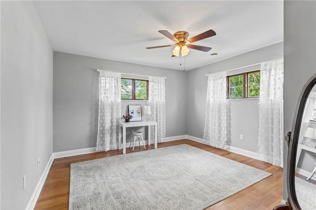 1033 Colvin Dr, Brighton Twp, PA 15009 - office area with ceiling fan, wood finished floors, and baseboards