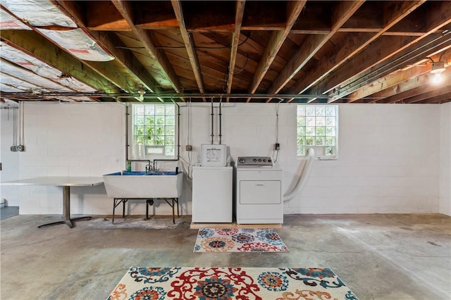 1033 Colvin Dr, Brighton Twp, PA 15009 - basement with washer and dryer, a sink, and healthy amount of natural light